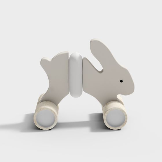 Rolling Rabbit Low-Poly 3D model for Kids' Projects