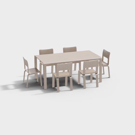 Minimalist Dining Table and Chairs 3D model for Contemporary Spaces