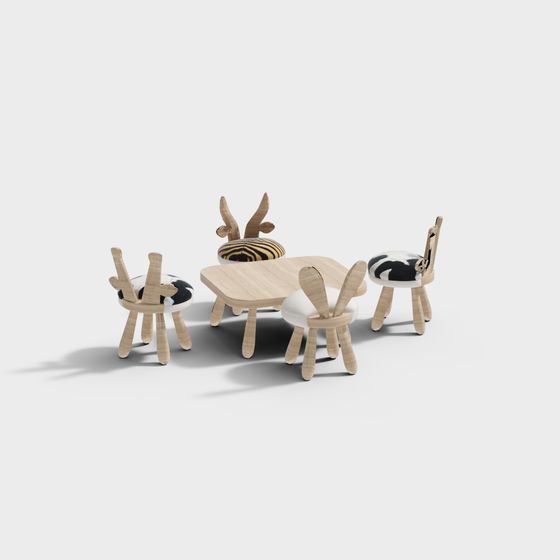 Artistic Low-Poly Furniture Set 3D model for Creative Spaces