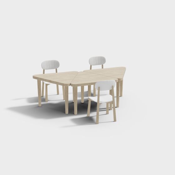 Flexible Dining Table and Chairs Set 3D model