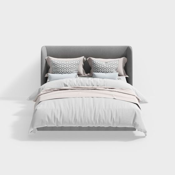 Chic Modern Bed 3D model for Elegant Interiors