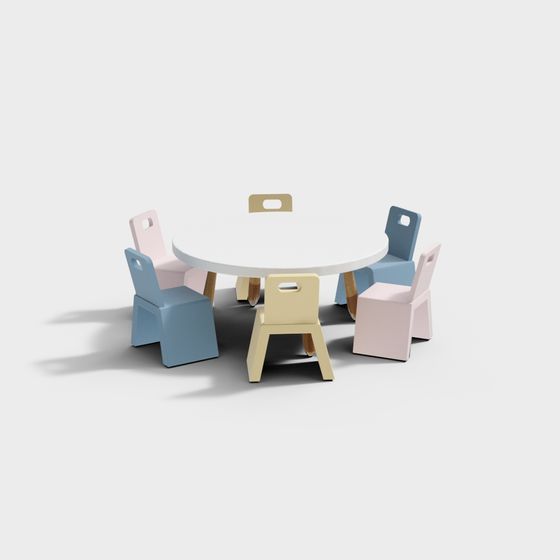 Colorful Children's Table and Chair 3D model