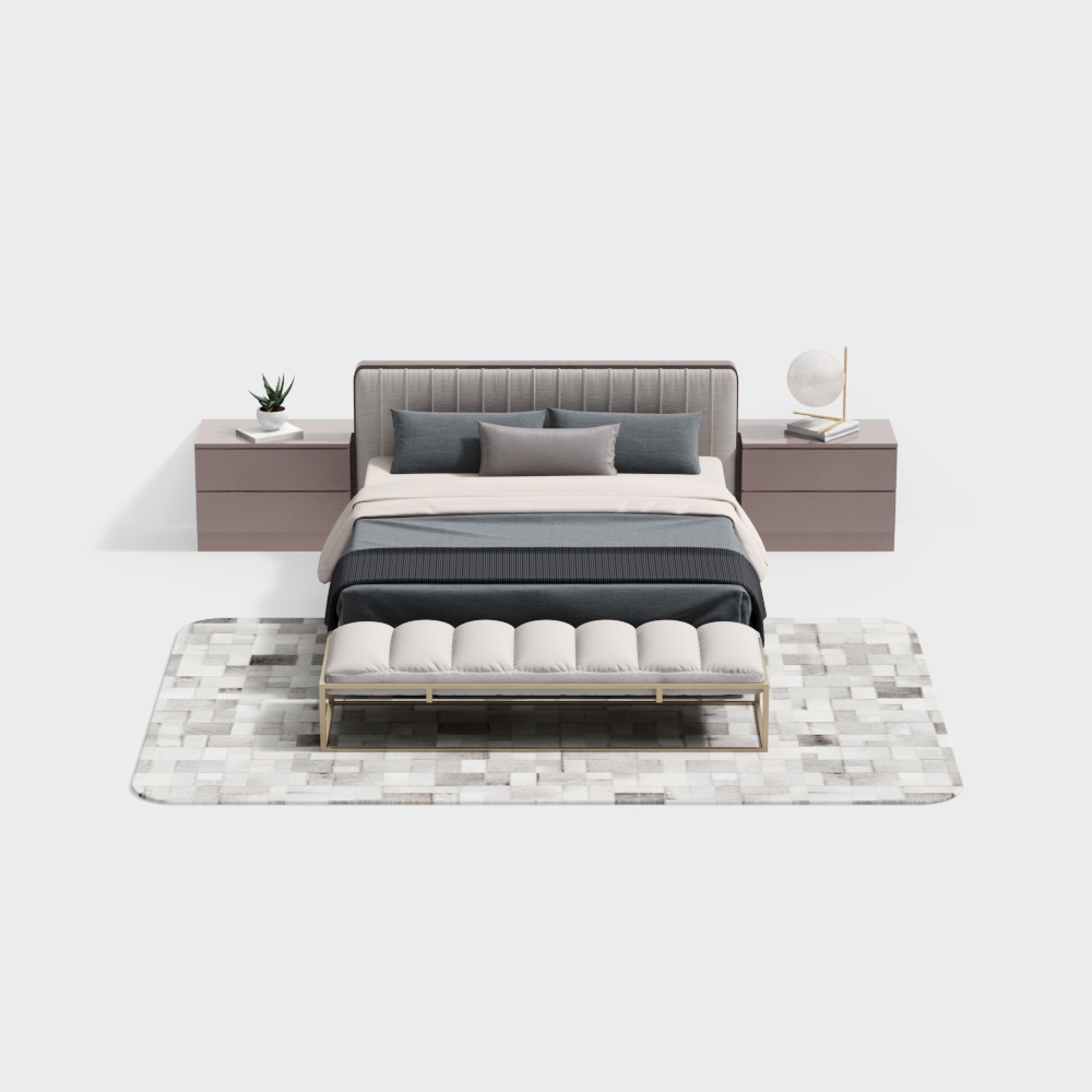 Light luxury double bed combination