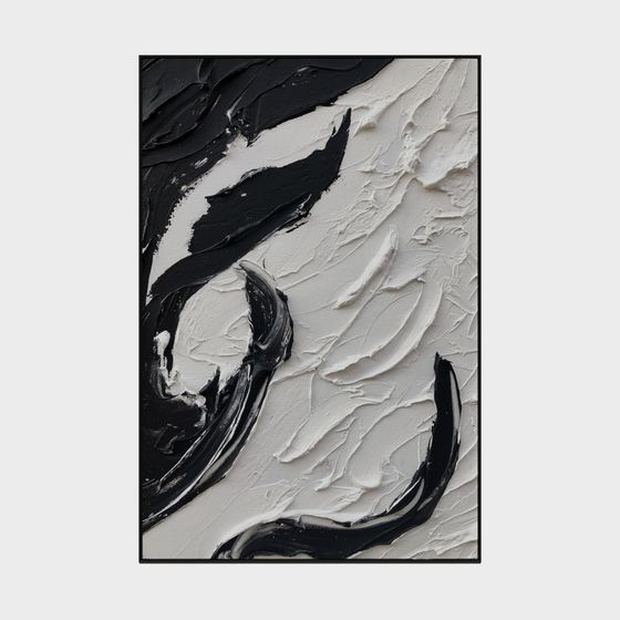Minimalist Black and White Abstract Painting 3D model