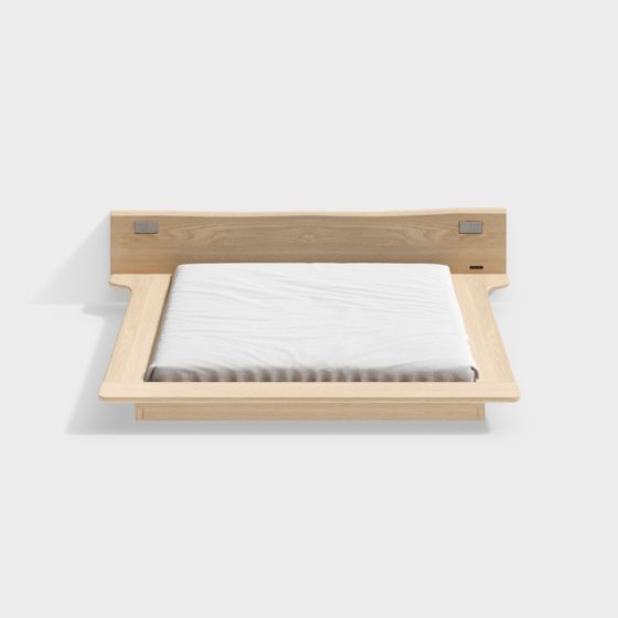 Stylish Suspended Bed Frame 3D model