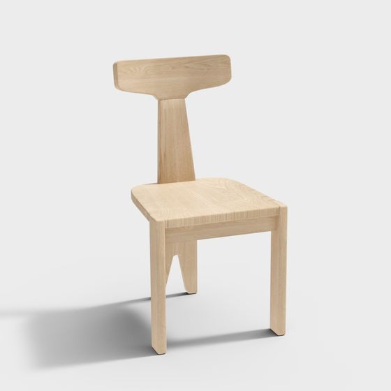 Stylish Wooden Chair 3D model for Interiors