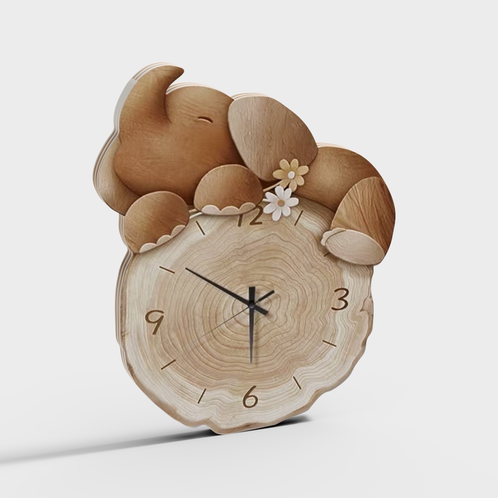 Decoración de pared de reloj de elefante pequeño moderno