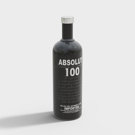 Elegant Absolut 100 Vodka Bottle 3D Model