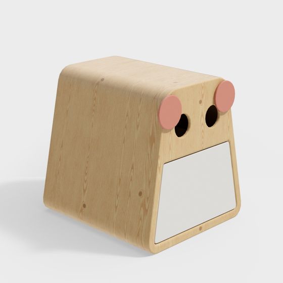 Wooden Fun Stool Low Poly 3D model