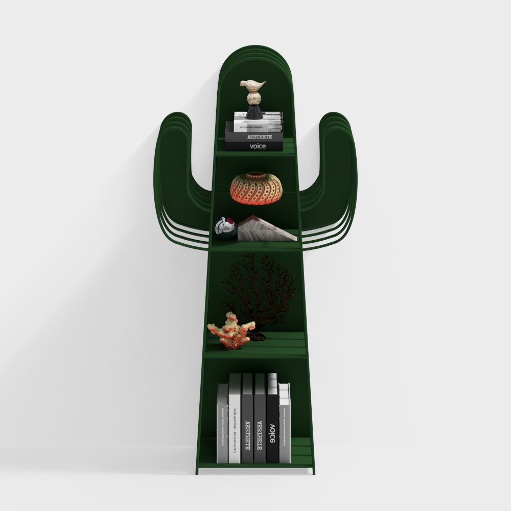 Cactus Shelf 3D Model – Vibrant Green Storage