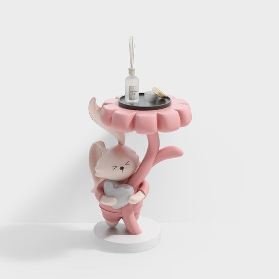 Bàn cạnh giường hình thỏ màu hồng