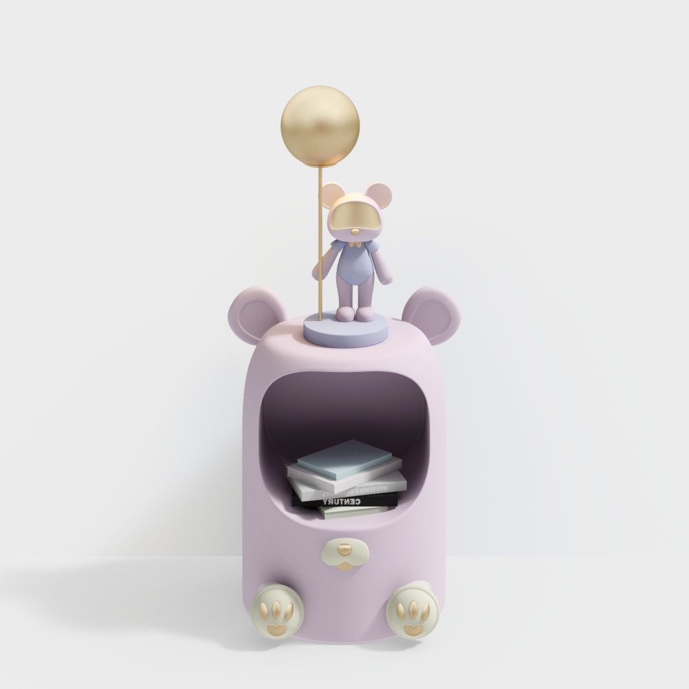 Charming Bear Storage Cabinet 3D Model – Playful Lavender Design