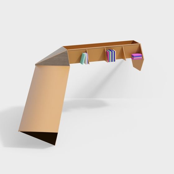 L-shaped Bookshelf 3D model for Modern Interiors