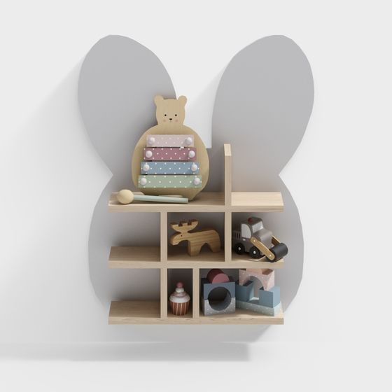 Whimsical Children's Bookshelf 3D model