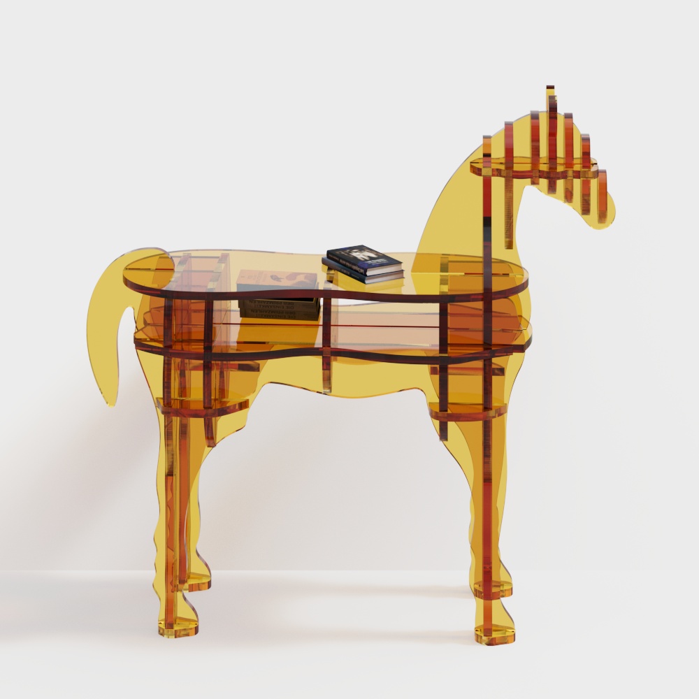 Transparent Horse-Shaped Table 3D Model – Amber Transparent