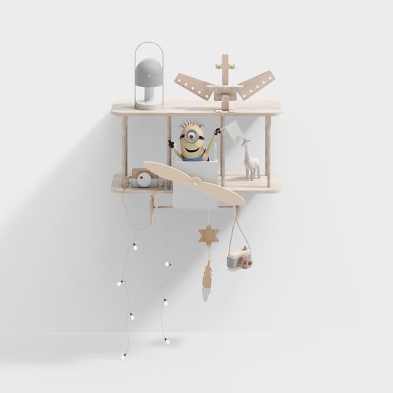 Creative Children's Wall-Mounted Bookshelf 3D model