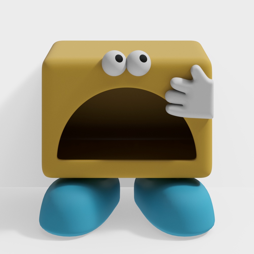 Panic Cube 3D Model – Low-Poly Cartoon Style