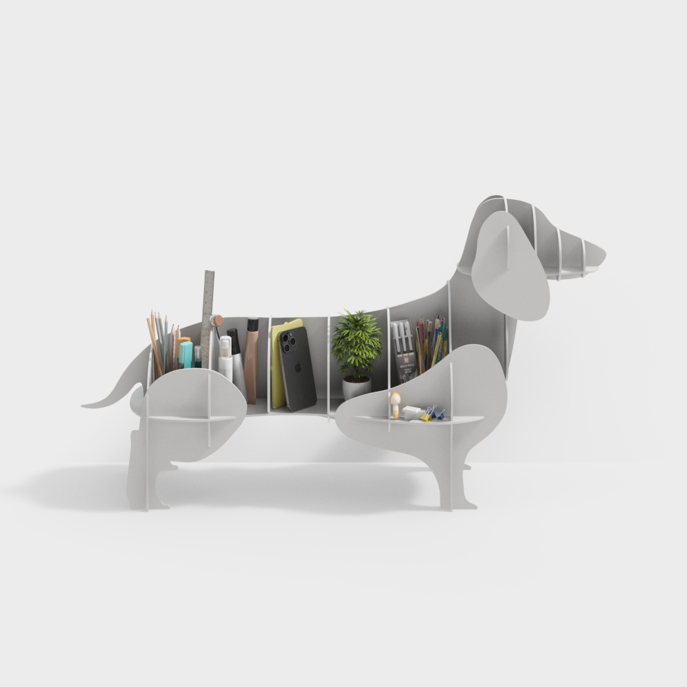 Unique Low-Poly Dog Storage Rack 3D Model – Modern Design