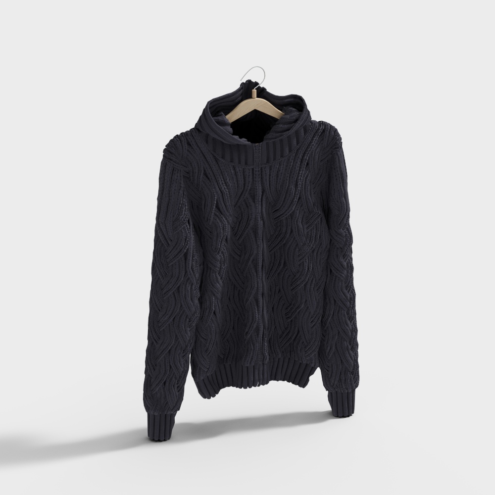Stylish Black Knit Sweater 3D Model