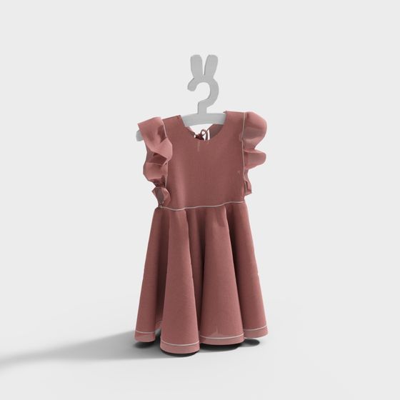 Ruffled Princess Dress 3D model