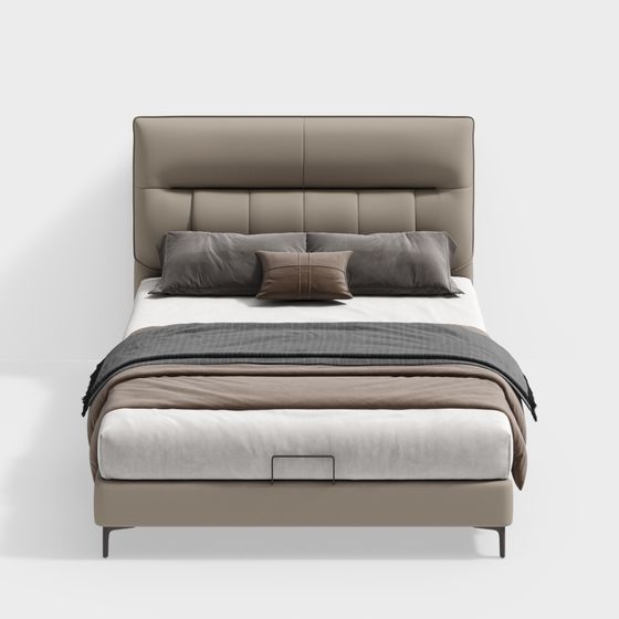 Elegant Low-Poly Bed 3D Model for Modern Interiors