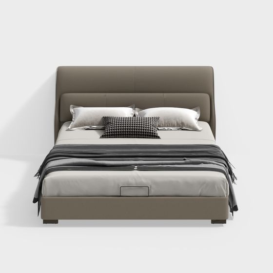 Stylish Low-Poly Bed 3D model for Contemporary Spaces