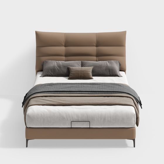 Elegant Modern Bed 3D model for Stylish Interiors