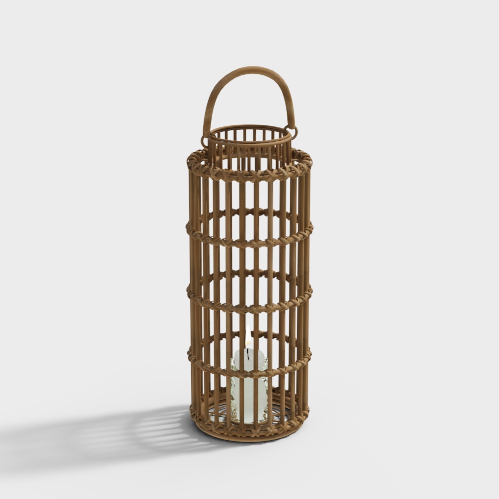 Bamboo Lantern 3D Model – Low-Poly Rustic Light