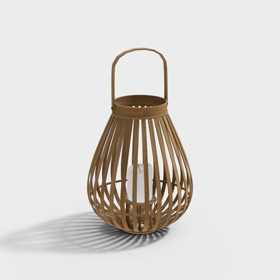 Elegant Bamboo Lantern 3D Model