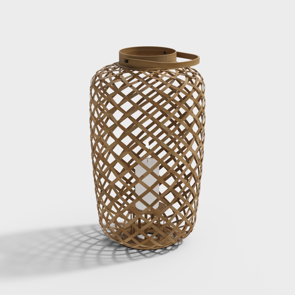 Bamboo Lantern 3D Model – Low-Poly Natural Decor