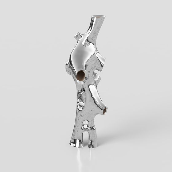 Futuristic Metal Sculpture 3D Model - Mechanical Tree