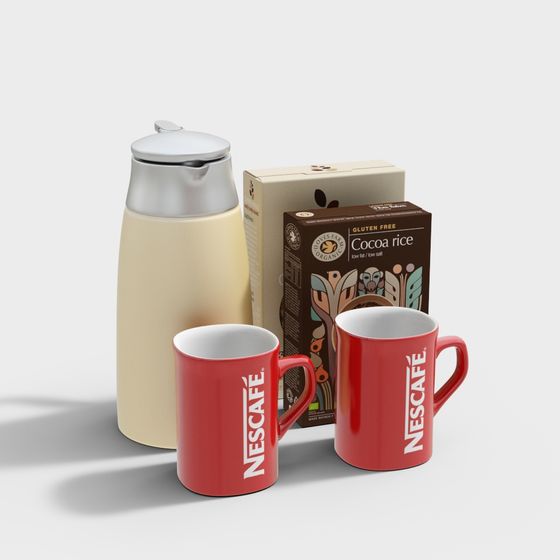 Nescafé Coffee Set 3D Model for Modern and Vintage Designs