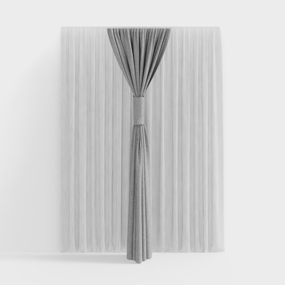 Elegant Gray Curtain 3D Model
