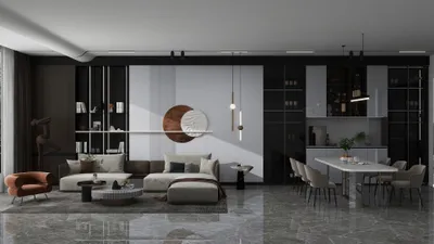 Modern Artistry Meets Cozy Comfort – The Perfect Living & Dining Room Fusion