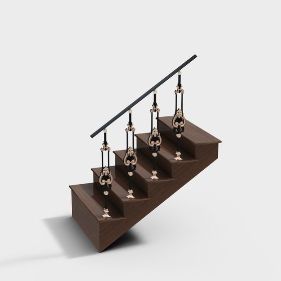 Elegant Low-Poly Staircase 3D model
