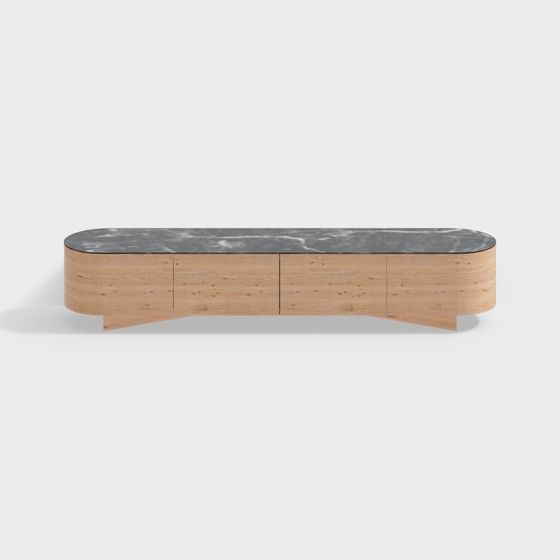 Sleek Marble TV Stand 3D Model