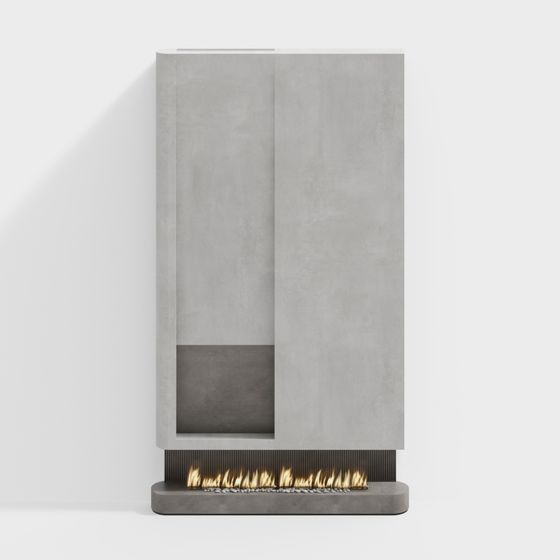 Minimalist Concrete Fireplace 3D model