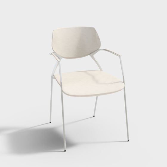 Minimalist 3D Armchair Model with Soft Beige Finish