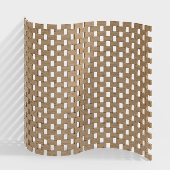 Elegant Low-Polygon Wooden Grille 3D model