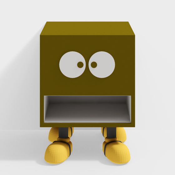 Charming Low-Poly Cube Robot 3D model