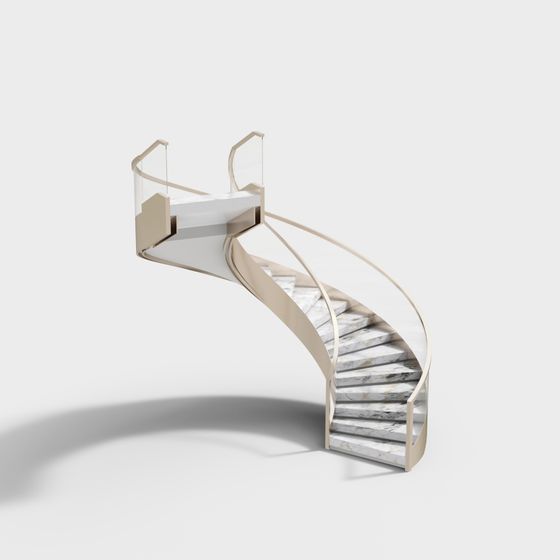 Elegant Low-Polygon Marble Staircase 3D model