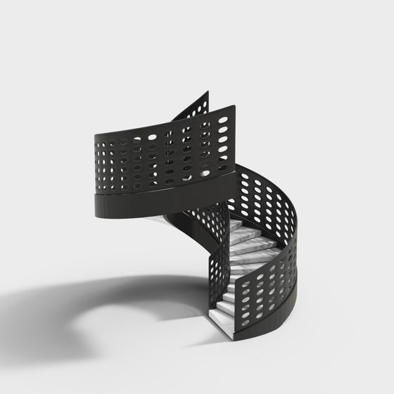 Elegant Black Spiral Staircase 3D model