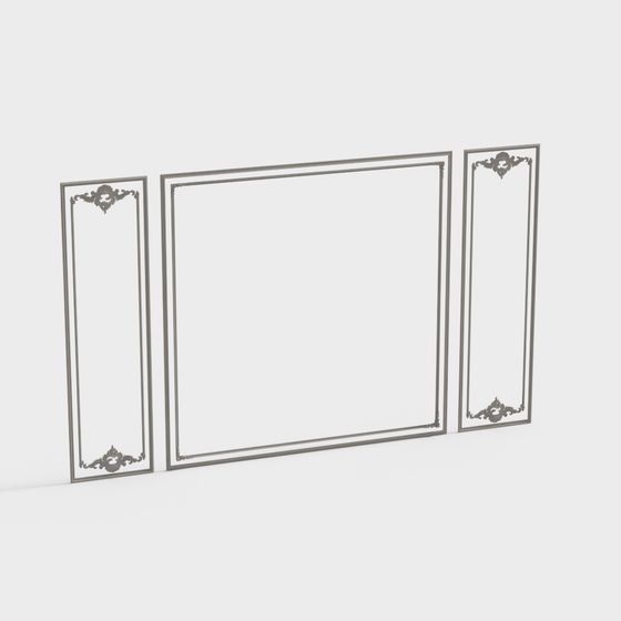 Classical Triptych Screen Low Poly 3D model for Creative Use