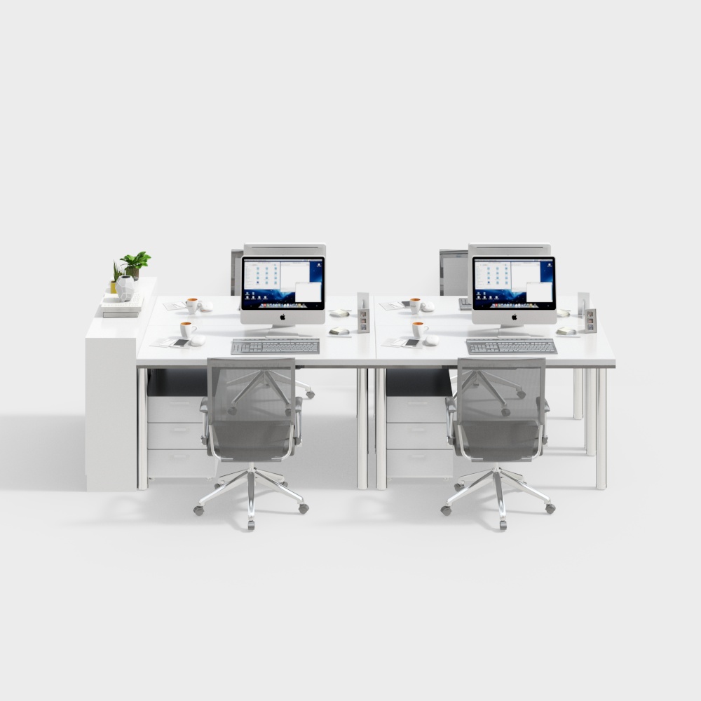 White office desk and chair combination