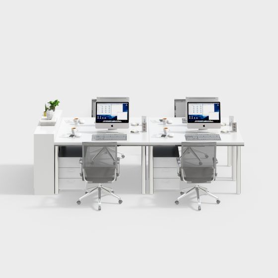 Modern Minimalist Office Desk 3D model