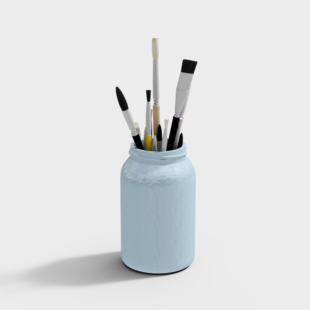 Blue pencil holder