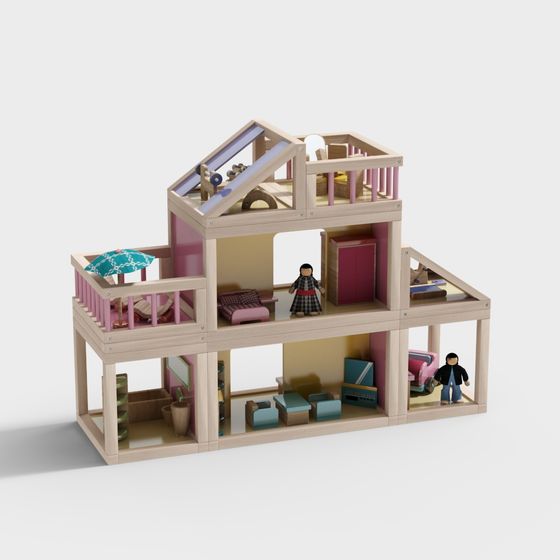Whimsical Low-Poly Toy House 3D Model
