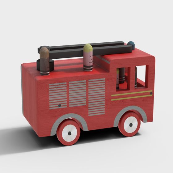 Charming Red Fire Truck 3D Model for Kids
