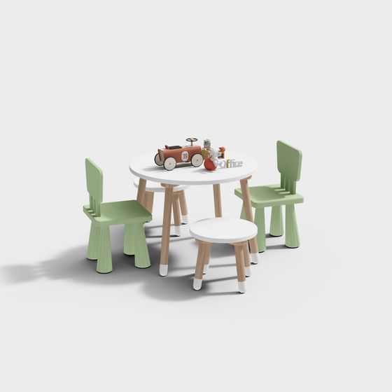 Stylish Children’s Table and Chairs 3D model