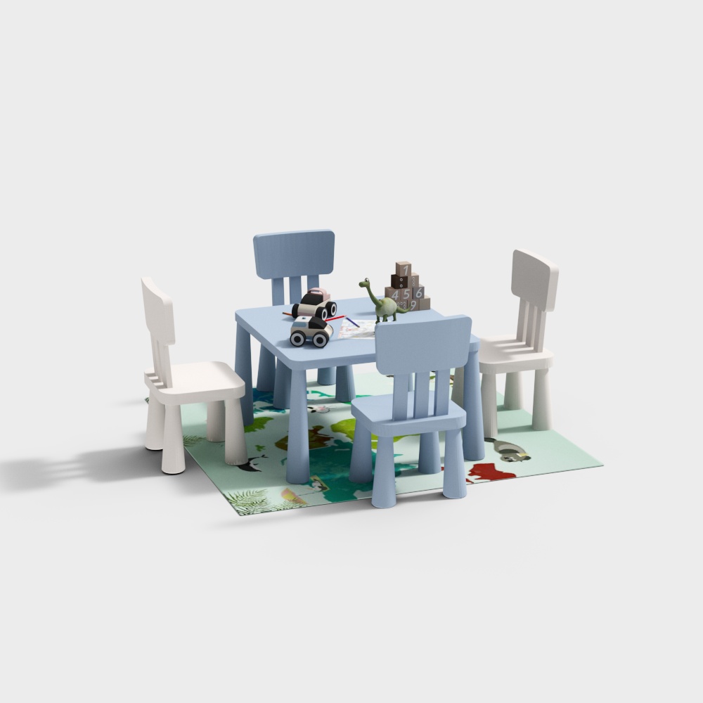 Blue childrens toy table and chair set